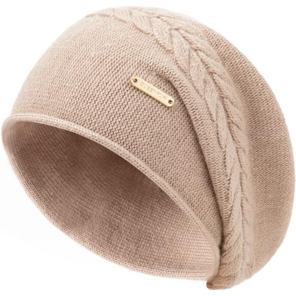 Accessories - Knit Slouchy Beanie Hats for Women Rose Pink B08
